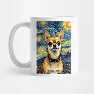 Chihuahua Dog Breed Painting in a Van Gogh Starry Night Art Style Mug